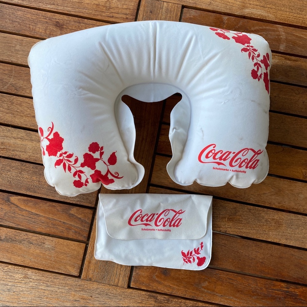 COCA COLA brand vintage collectible neck pillow blow up memorabilia travel retro